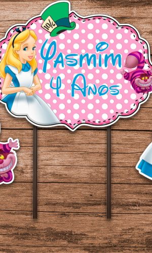 Topo de Bolo Alice no País das Maravilhas