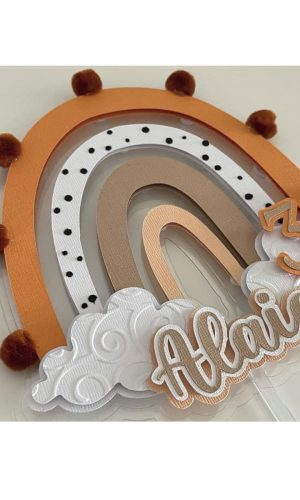 Topo de Bolo Arco Íris Boho