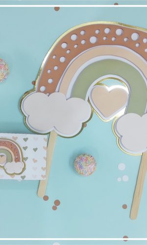 Topo de Bolo Arco Íris Boho