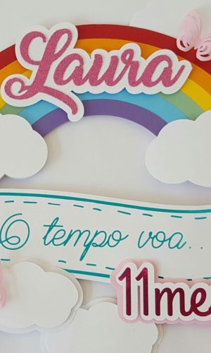 Topo de Bolo arco íris