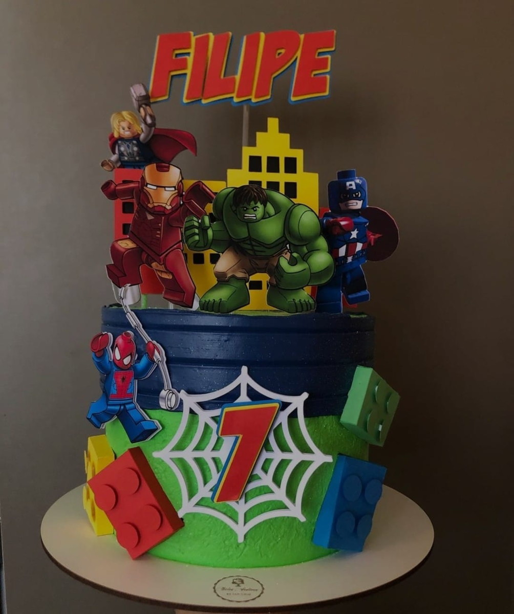 Topo de Bolo Avengers Lego