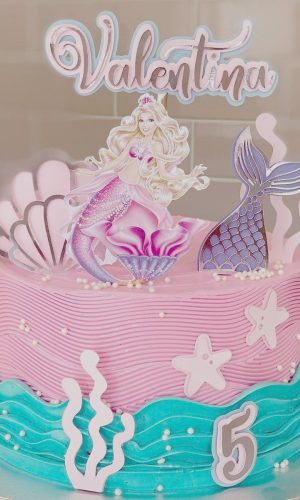Topo de Bolo Barbie Sereia