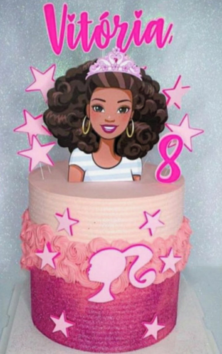 Topo de Bolo Barbie Negra