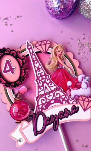 Topo de Bolo Barbie Paris