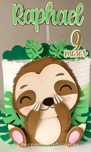 Topo de Bolo Bicho Preguiça