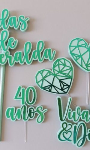 Topo de Bolo Bodas Esmeralda