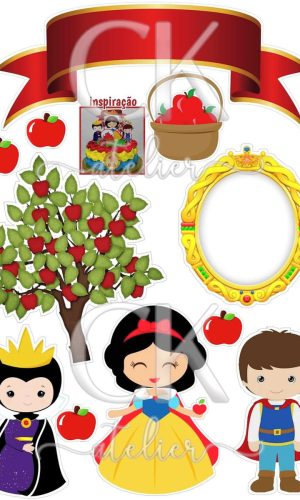 Topo de Bolo Branca de Neve