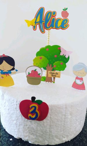 Topo de Bolo Branca de Neve