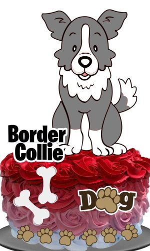 Topo de Bolo Cachorrinho (Border Collie)
