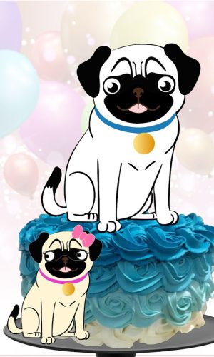 Topo de Bolo Cachorrinho (Pug)