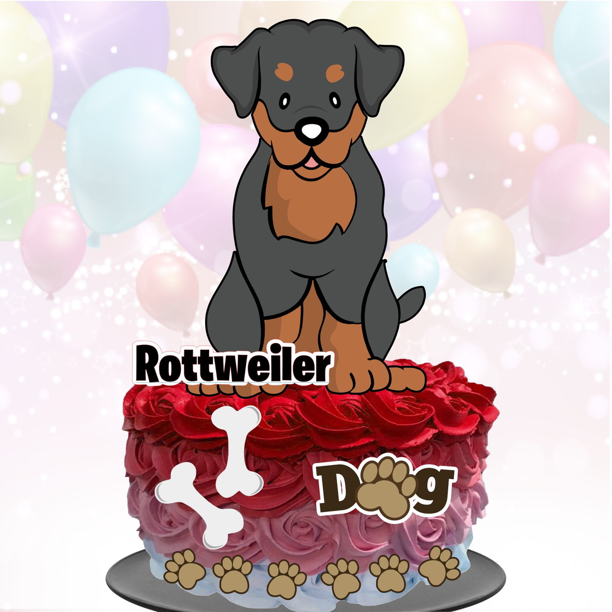 Topo de Bolo Cachorrinho (Rottweiller)