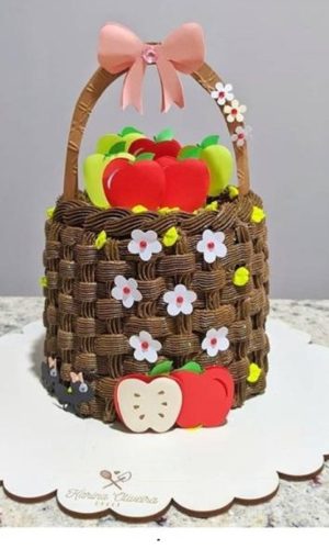Topo de bolo - Cesta Maçã