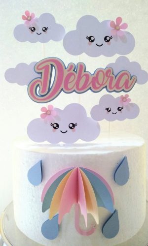 Topo de Bolo Chuva de Amor