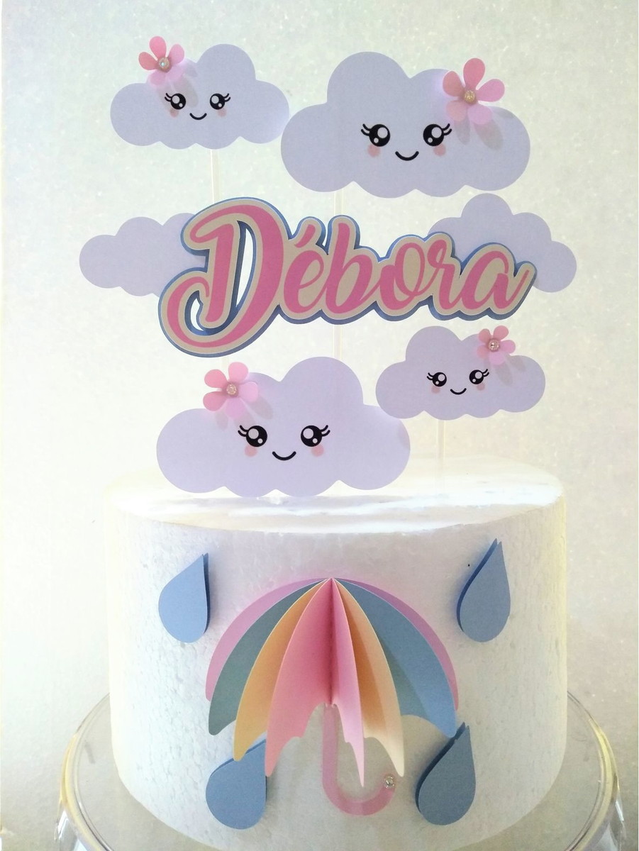 Topo de Bolo Chuva de Amor