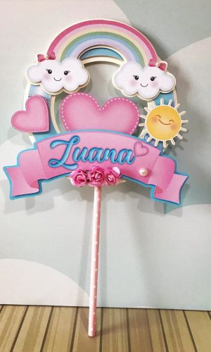 Topo de Bolo Chuva de Amor