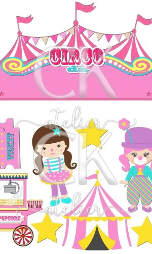 Topo de Bolo Circo Rosa