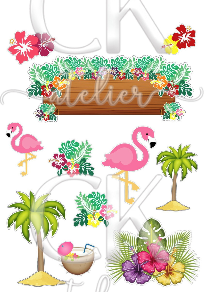 Topo de Bolo Flamingo