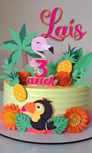 Topo de Bolo Flamingo