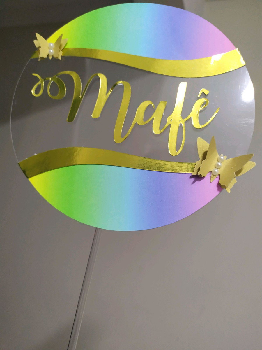 Topo de Bolo Flutuante Tie Dye - Imagem 3