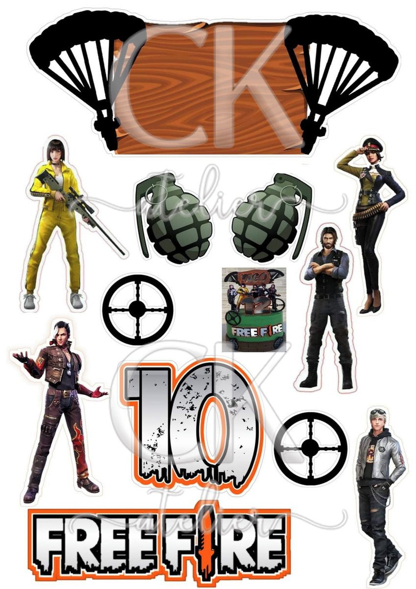 Topo de Bolo Free Fire