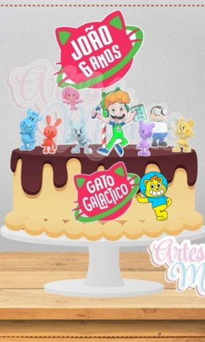 Topo de Bolo Gato Galatico
