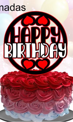 Topo de Bolo Happy birthday