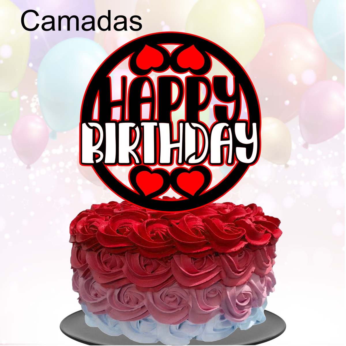 Topo de Bolo Happy birthday