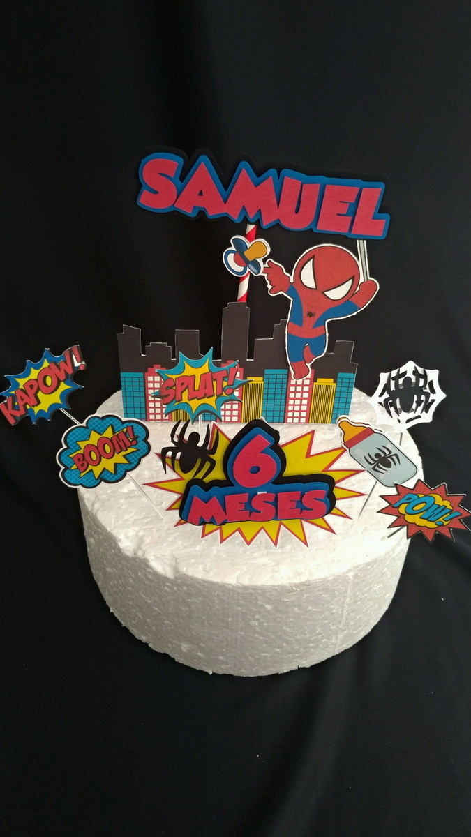 Topo de Bolo Homem Aranha Cute - Imagem 2
