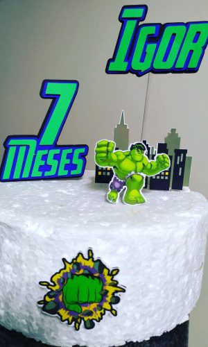 Topo de Bolo Hulk