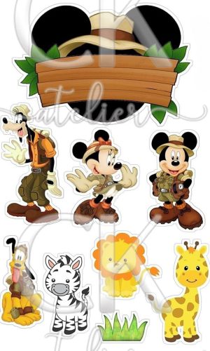 Topo de Bolo Mickey Safari