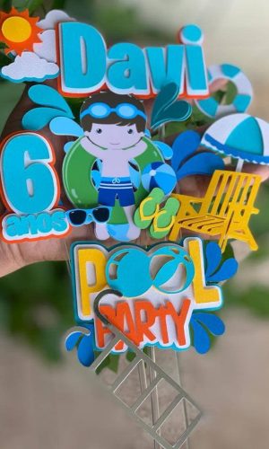 Topo de Bolo Pool Party