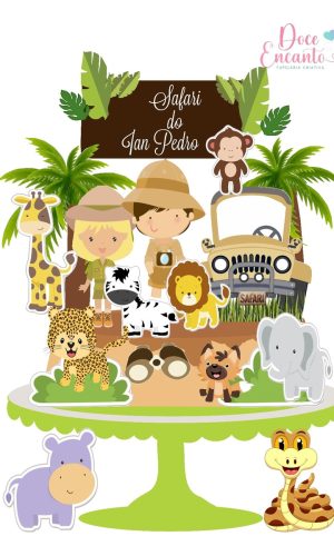 Topo de Bolo Safari