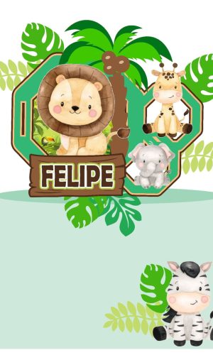 Topo de Bolo Safari