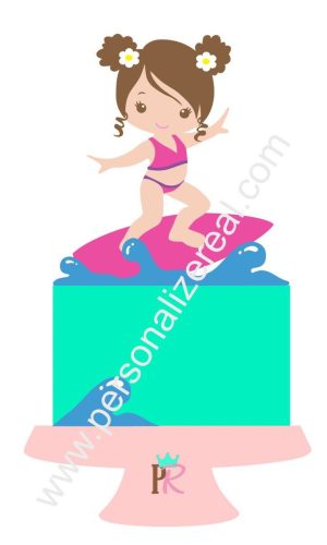 Topo de Bolo Surf Menina
