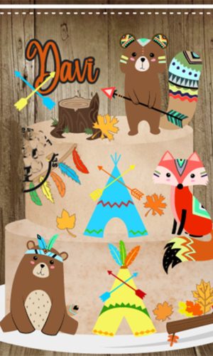 Topo de Bolo Wood Animals