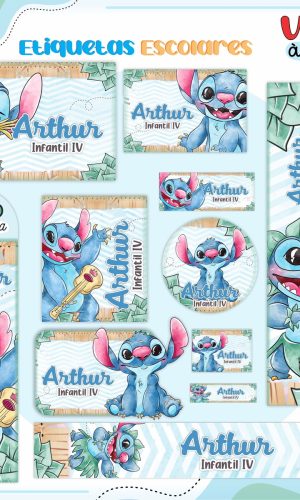 Arquivo de Corte - Etiqueta Escolar (lilo e Stitch) D