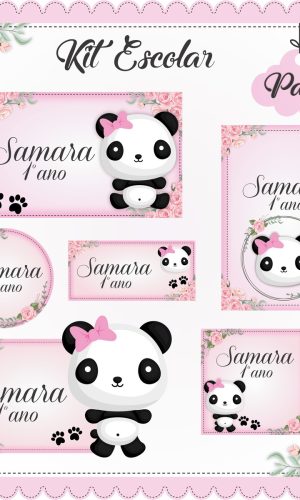 Arquivo de Corte - Etiqueta Escolar (Panda Rosa) A