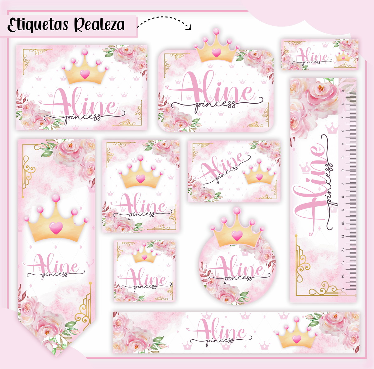 Arquivo de Corte - Etiqueta Escolar (realeza) a