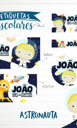Arquivo de Corte - Etiqueta Escolar (Astronauta) A