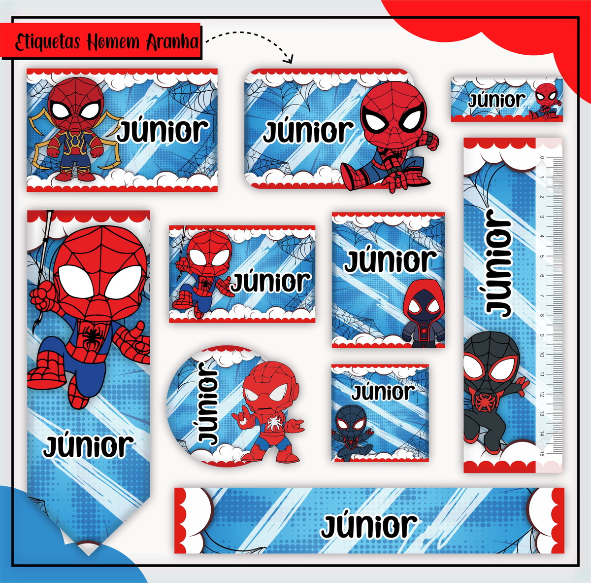 Arquivo de Corte - Etiqueta Escolar (homem Aranha) F