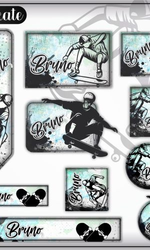 Arquivo de Corte - Etiqueta Escolar (Skate) A