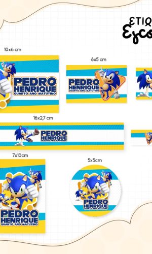 Arquivo de Corte - Etiqueta Escolar (Sonic) A